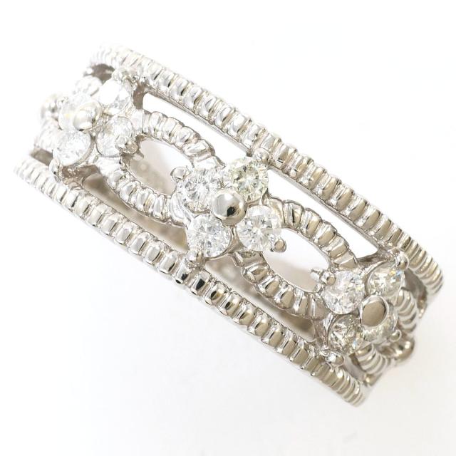 PT900 プラチナ リング・指輪 17号 ダイヤ 0.50 ct 鑑別書 総重量約8.0g ジュエリー 中古