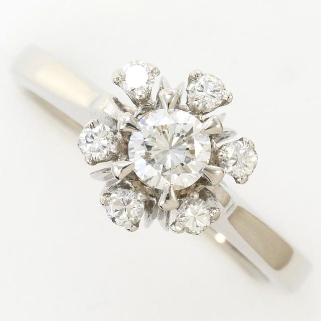 PT900 プラチナ リング・指輪 14号 ダイヤ 0.49ct VS1 鑑定書 総重量約6.2g ジュエリー 中古