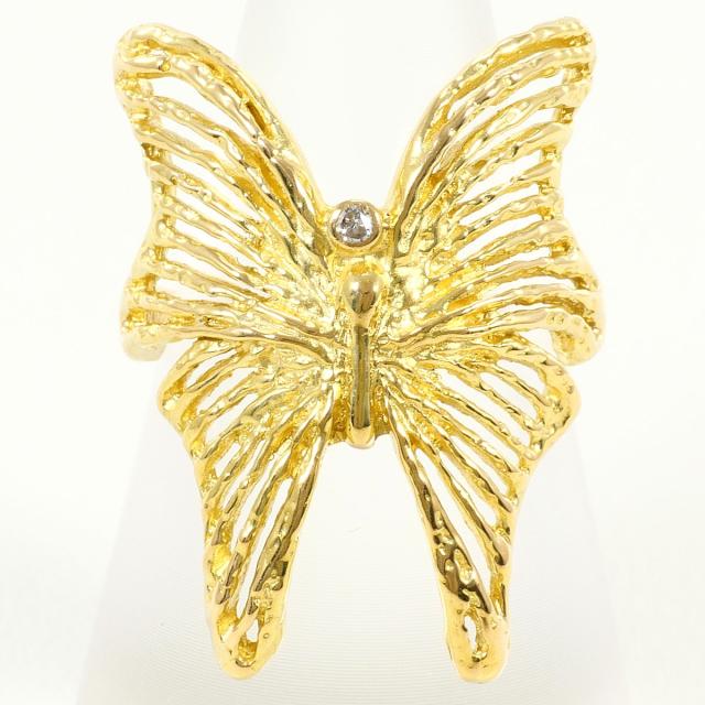 K18 18金 YG イエローゴールド リング・指輪 11.5号 ダイヤ 0.02 ct 鑑別書 総重量約5.1g ジュエリー 中古