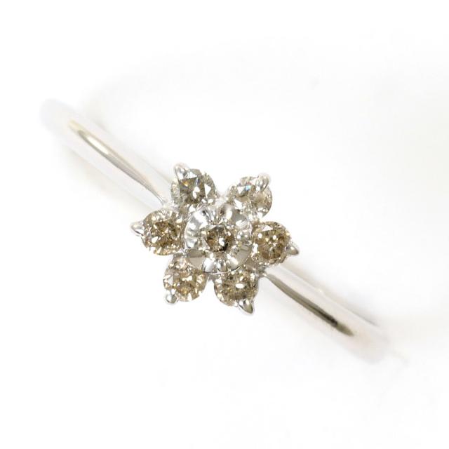 K10 10金 WG ホワイトゴールド リング・指輪 11号 ダイヤ 0.20ct 総重量約0.5g ジュエリー 中古