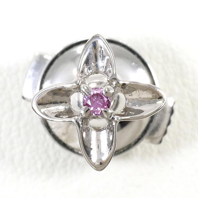 K18 18金 WG ホワイトゴールド ブローチ ピンクダイヤ 0.03ct 総重量約2.0g ジュエリー 中古