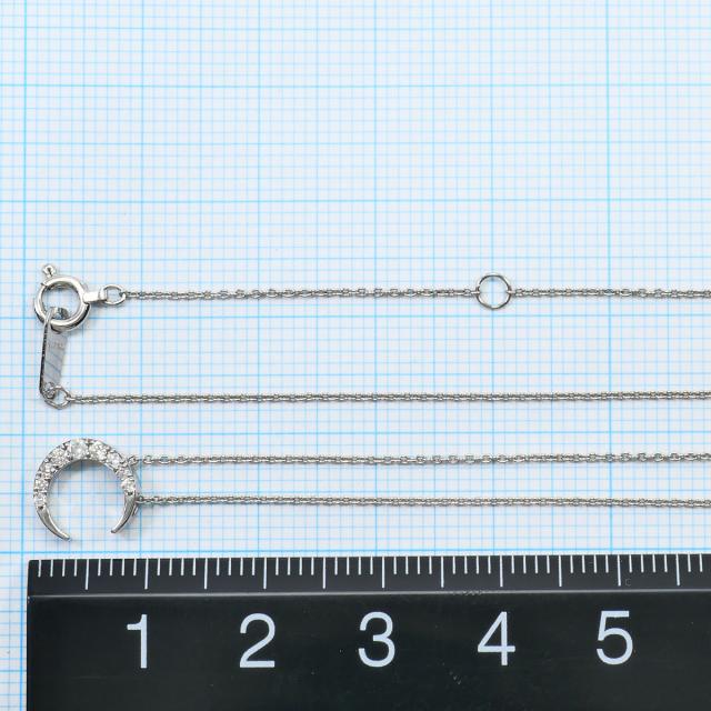 K10 10金 WG ホワイトゴールド ネックレス ダイヤ 0.09ct 総重量約1.3g 約40cm ジュエリー 中古_3