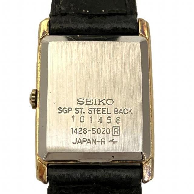 セイコー SEIKO 腕時計 クオーツ ホワイト文字盤 1428-5020 セイコー 腕時計 総重量約14.6g SS 本革 クオーツ ホワイト文字盤 1428
