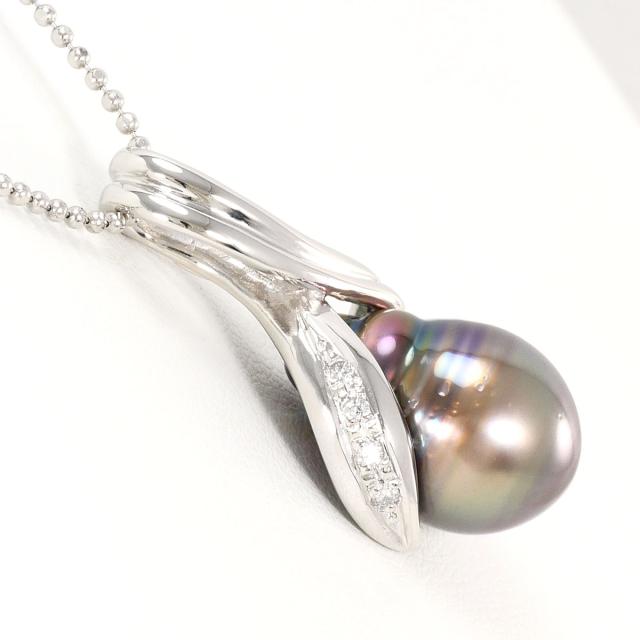 PT900 プラチナ PT850 プラチナ ネックレス パール ダイヤ 0.06ct 総重量約10.0g 約40cm ジュエリー 中古_1