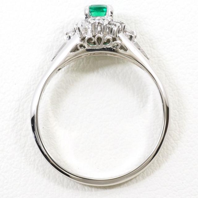 PT900 プラチナ リング・指輪 11号 エメラルド 0.28ct ダイヤ 0.14ct 総重量約3.7g ジュエリー 中古_1