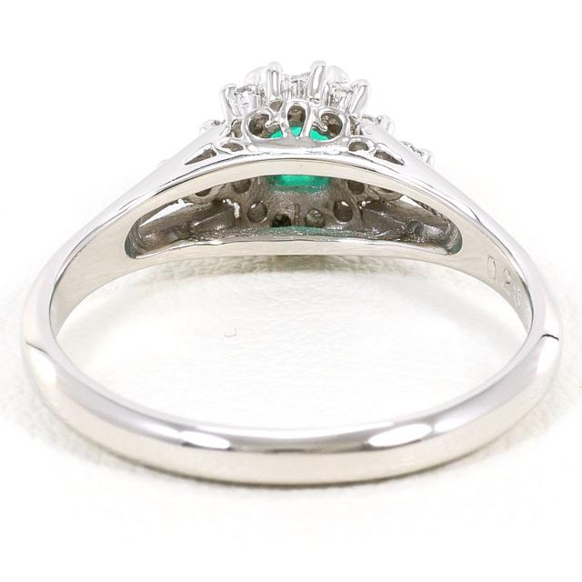PT900 プラチナ リング・指輪 11号 エメラルド 0.28ct ダイヤ 0.14ct 総重量約3.7g ジュエリー 中古_2
