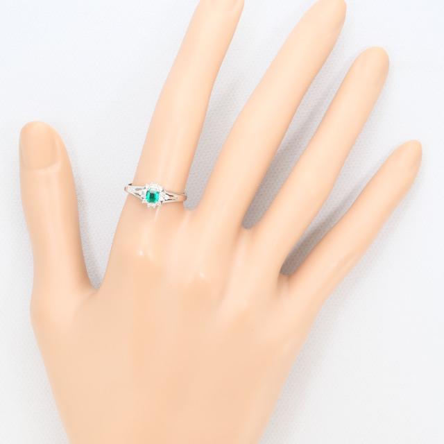 PT900 プラチナ リング・指輪 11号 エメラルド 0.28ct ダイヤ 0.14ct 総重量約3.7g ジュエリー 中古_5