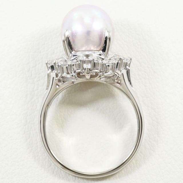 PT850 プラチナ リング・指輪 8号 パール ダイヤ 0.31ct 総重量約6.3g ジュエリー 中古_1
