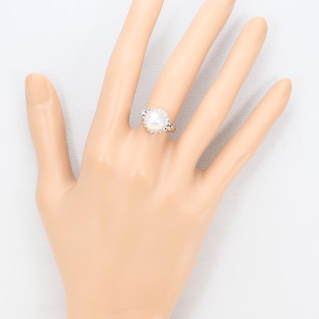 PT850 プラチナ リング・指輪 8号 パール ダイヤ 0.31ct 総重量約6.3g ジュエリー 中古_5