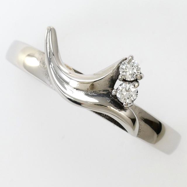 PT850 プラチナ リング・指輪 9.5号 ダイヤ 総重量約3.3g ジュエリー 中古