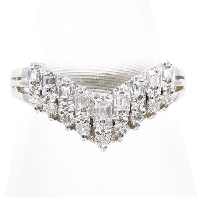 PT900 プラチナ リング・指輪 8号 ダイヤ 0.32ct 総重量約4.0g ジュエリー 中古