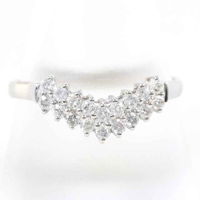 PT900 プラチナ リング・指輪 19号 ダイヤ 0.40ct 総重量約3.5g ジュエリー 中古