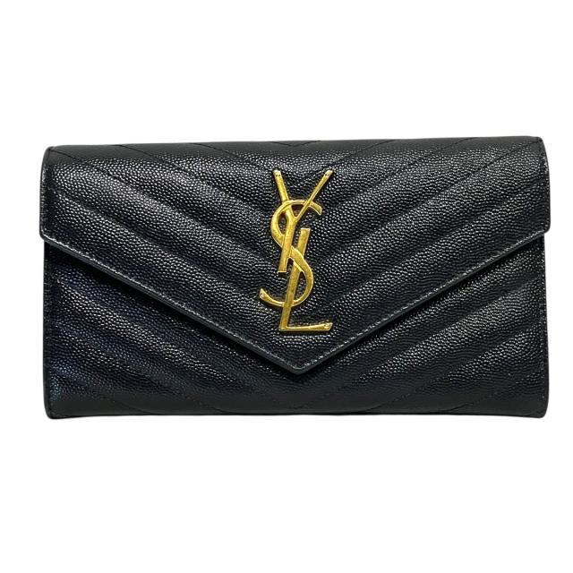 サンローラン カサンドラ マトラッセ ラージ フラップウォレット 長財布 カーフスキン 372264 レディース 【中古】