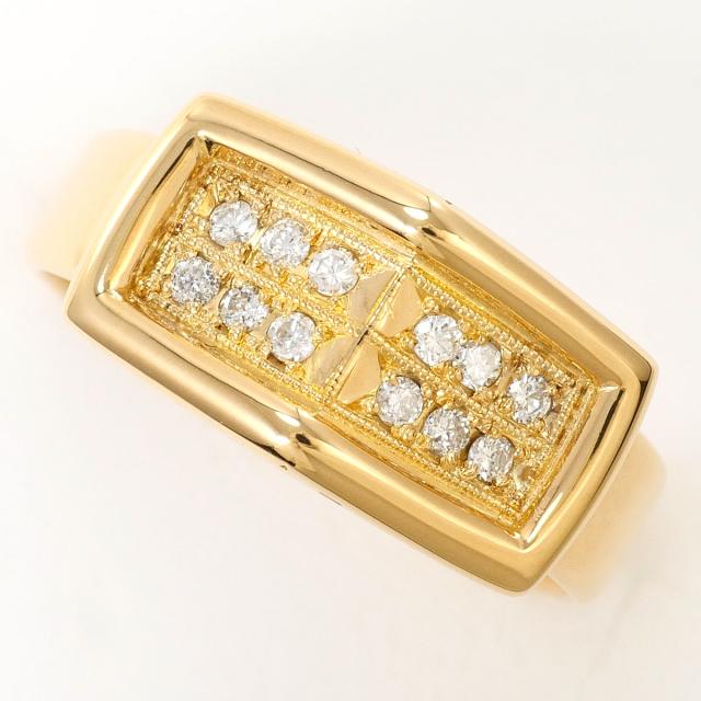 K18 18金 YG イエローゴールド リング・指輪 12.5号 ダイヤ 0.12 ct 鑑別書 総重量約4.9g ジュエリー 中古