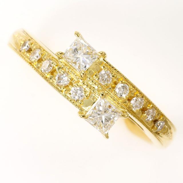K18 18金 YG イエローゴールド リング・指輪 16号 ダイヤ 0.50 ct 鑑別書 総重量約4.6g ジュエリー 中古