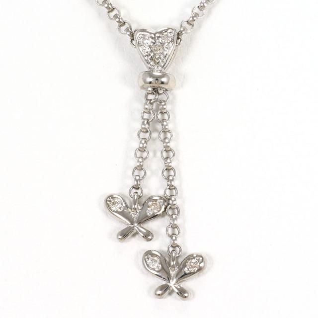 K18 18金 WG ホワイトゴールド ネックレス ダイヤ 0.05ct 鑑別書 総重量約4.0g 約42cm ジュエリー 中古