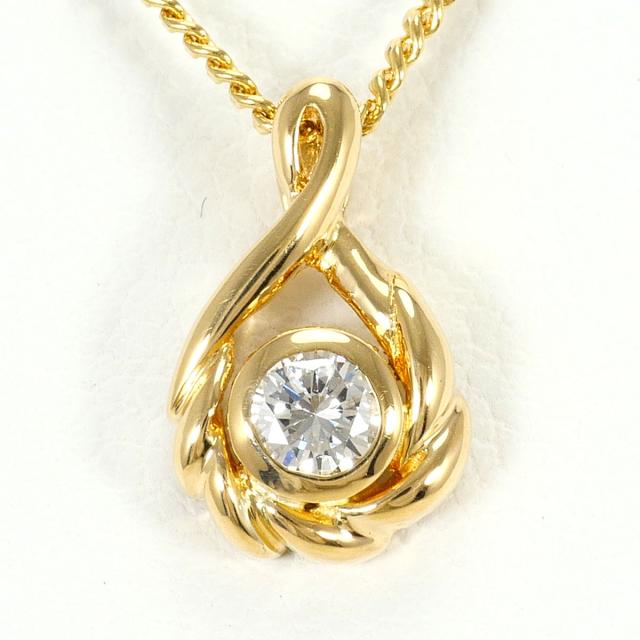 K18 18金 YG イエローゴールド ネックレス ダイヤ 0.10ct 鑑別書 総重量約3.6g 約40cm ジュエリー 中古