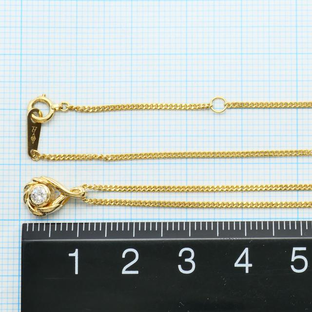 K18 18金 YG イエローゴールド ネックレス ダイヤ 0.10ct 鑑別書 総重量約3.6g 約40cm ジュエリー 中古_4