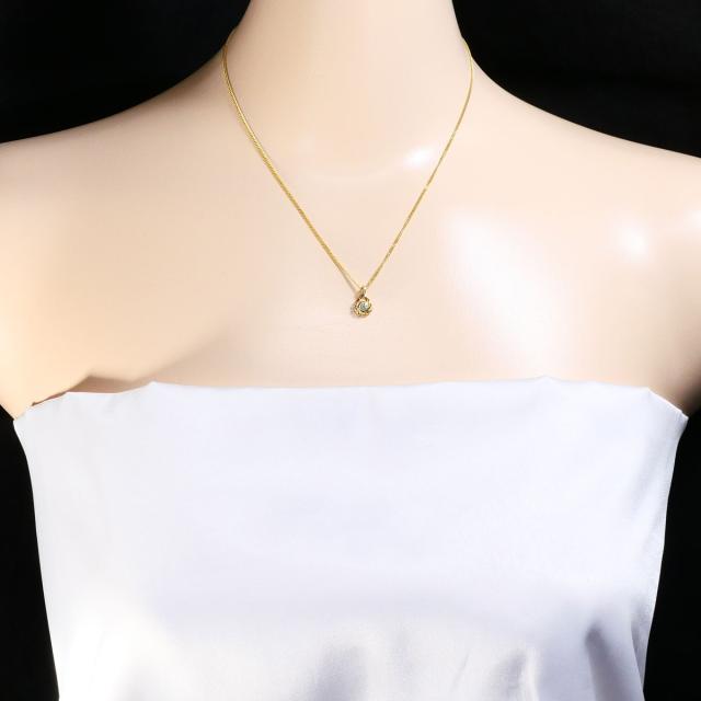 K18 18金 YG イエローゴールド ネックレス ダイヤ 0.10ct 鑑別書 総重量約3.6g 約40cm ジュエリー 中古_5