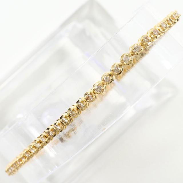 K18 18金 YG イエローゴールド ブレスレット ダイヤ 1.07ct 鑑別書 総重量約6.7g 約18cm ジュエリー 中古