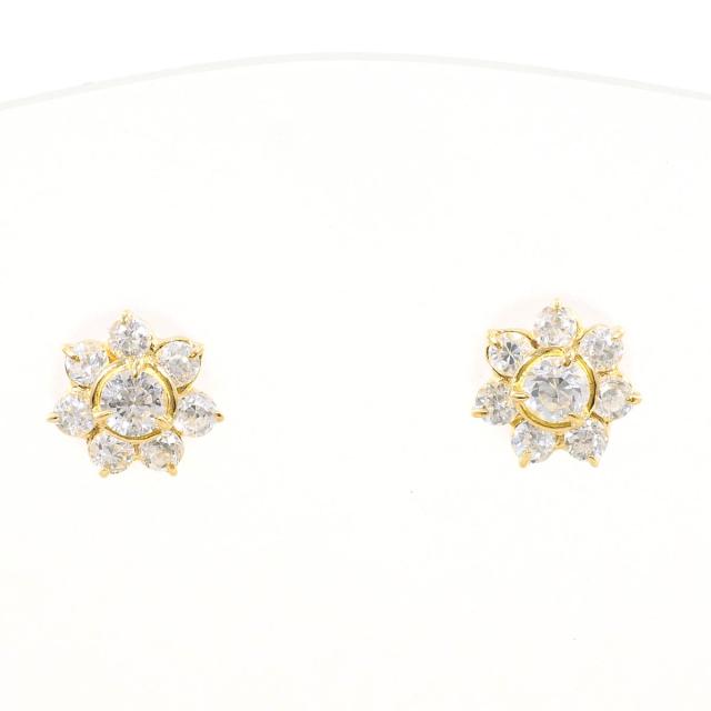 K18 18金 YG 黄色ゴールド ピアス 酸化ジルコニウム 総掛け目約0.5g 宝飾品 中古