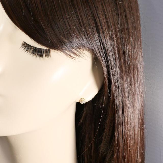 K18 18金 YG 黄色ゴールド ピアス 酸化ジルコニウム 総掛け目約0.5g 宝飾品 中古
