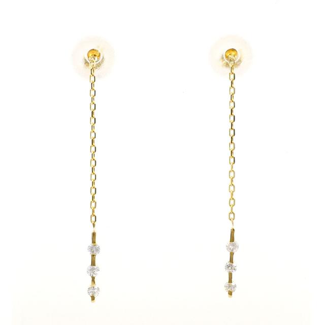 K18 18金 YG イエローゴールド ピアス ダイヤ 0.04ct 総重量約0.4g ジュエリー 中古