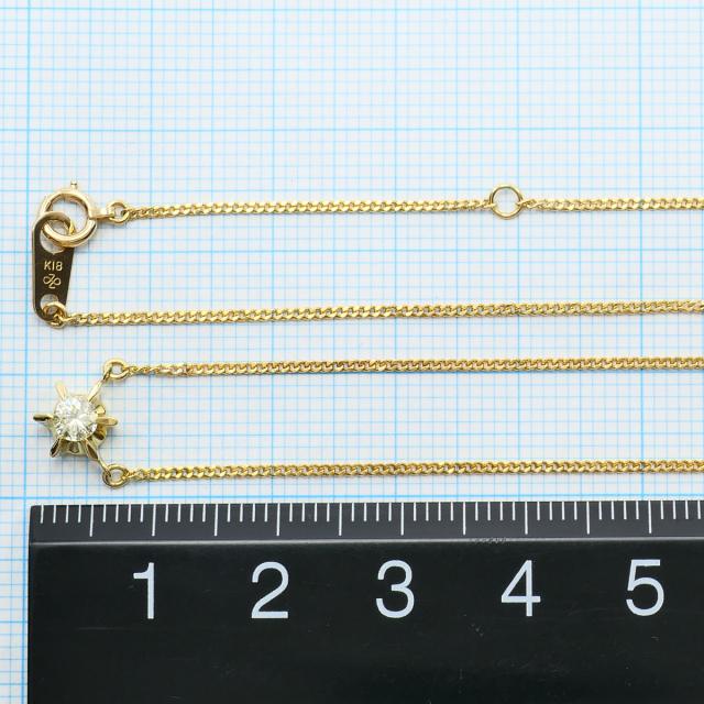 K18 18金 YG イエローゴールド ネックレス ダイヤ 0.19ct 総重量約2.1g 約40cm ジュエリー 中古_3