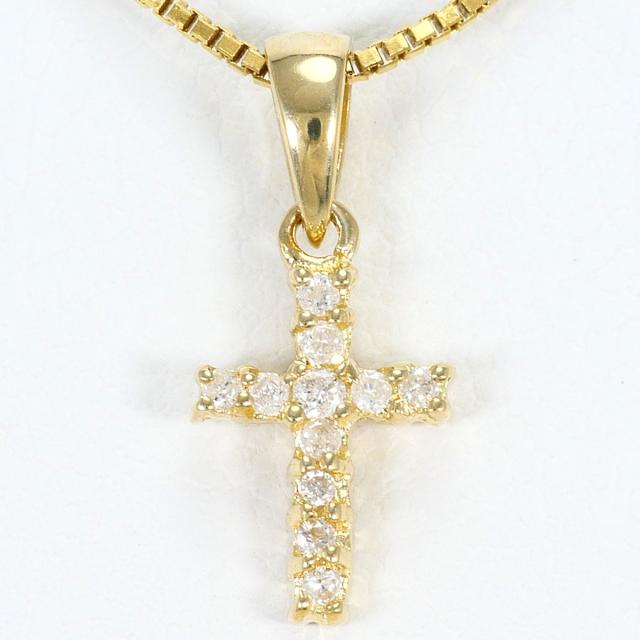 K18 18金 YG イエローゴールド ネックレス ダイヤ 0.08ct 総重量約2.6g 約45cm ジュエリー 中古