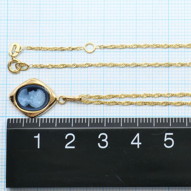 K18 18金 YG イエローゴールド ネックレス ストーンカメオ 総重量約2.3g 約40cm ジュエリー 中古_3