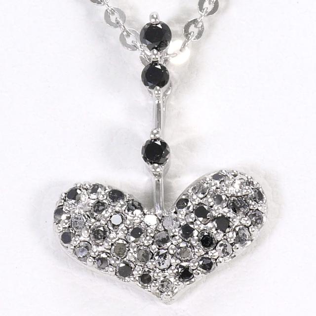 K18 18金 WG ホワイトゴールド ネックレス ブラックダイヤ 0.30ct 総重量約2.7g 約41cm ジュエリー 中古