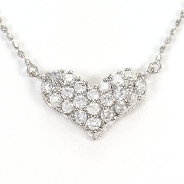 K14 14金 WG ホワイトゴールド ネックレス ダイヤ 0.30ct 総重量約2.0g 約41cm ジュエリー 中古