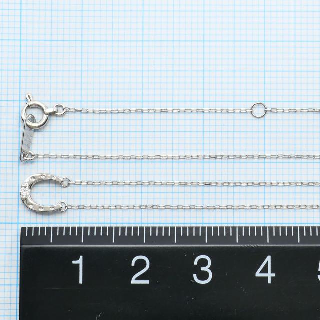 K10 10金 WG ホワイトゴールド ネックレス ダイヤ 0.02ct 総重量約0.7g 約40cm ジュエリー 中古_3