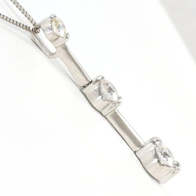 K18 18金 WG ホワイトゴールド ネックレス ダイヤ 0.20ct ダイヤ 0.29ct I1 鑑定書 総重量約2.7g 約44cm ジュエリー 中古_1