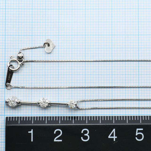 K18 18金 WG ホワイトゴールド ネックレス ダイヤ 0.20ct ダイヤ 0.29ct I1 鑑定書 総重量約2.7g 約44cm ジュエリー 中古_4