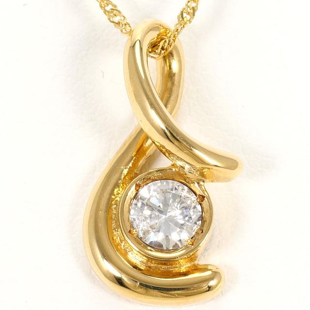 通常価格より5%OFF K18 18金 YG イエローゴールド ネックレス ダイヤ 0.27ct 鑑別書 総重量約2.9g 約39cm ジュエリー 中古