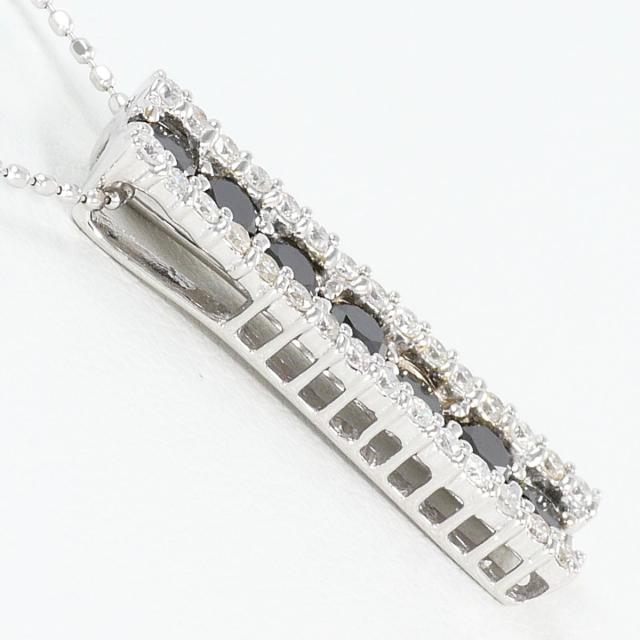K18 18金 WG ホワイトゴールド ネックレス ブラックダイヤ 0.75ct ダイヤ 0.30ct カード鑑別書 総重量約3.4g 約40cm ジュエリー 中古_1