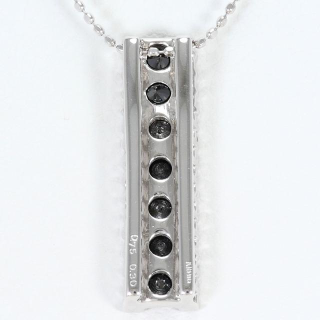 K18 18金 WG ホワイトゴールド ネックレス ブラックダイヤ 0.75ct ダイヤ 0.30ct カード鑑別書 総重量約3.4g 約40cm ジュエリー 中古_2