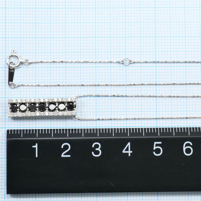K18 18金 WG ホワイトゴールド ネックレス ブラックダイヤ 0.75ct ダイヤ 0.30ct カード鑑別書 総重量約3.4g 約40cm ジュエリー 中古_4