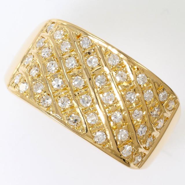 K18 18金 YG イエローゴールド リング・指輪 8号 ダイヤ 0.26ct 総重量約3.7g ジュエリー 中古