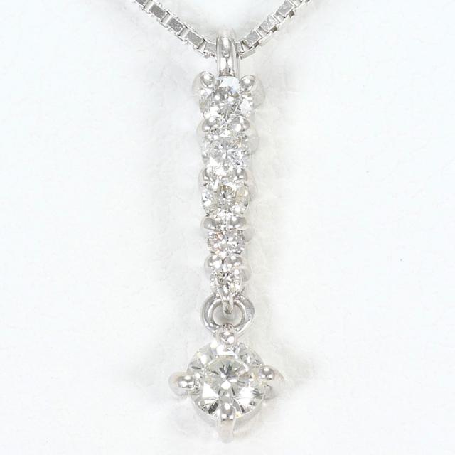 K18 18金 WG ホワイトゴールド ネックレス ダイヤ 0.20ct 総重量約2.5g 約45cm ジュエリー 中古