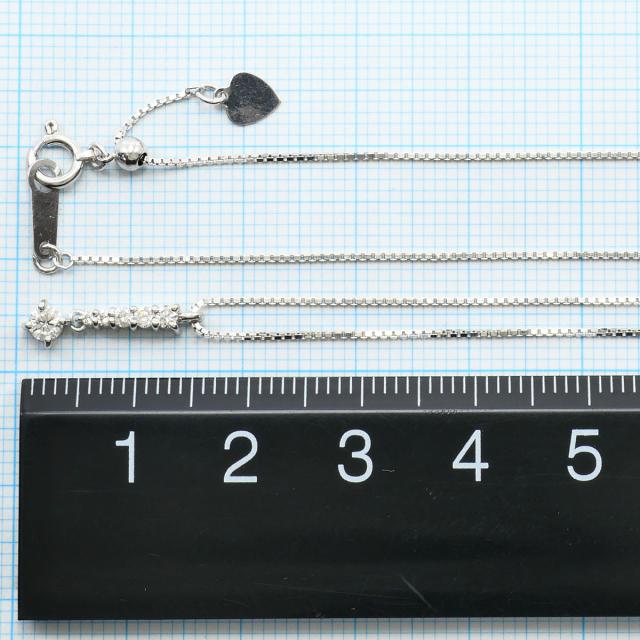 K18 18金 WG ホワイトゴールド ネックレス ダイヤ 0.20ct 総重量約2.5g 約45cm ジュエリー 中古_3