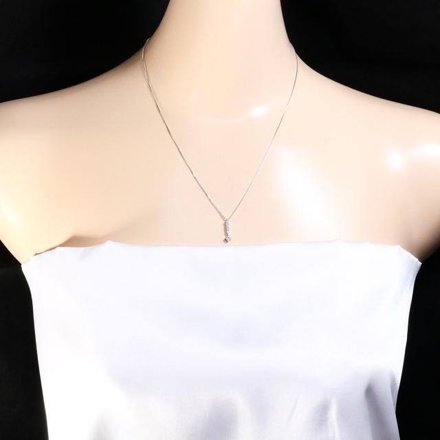 K18 18金 WG ホワイトゴールド ネックレス ダイヤ 0.20ct 総重量約2.5g 約45cm ジュエリー 中古_4