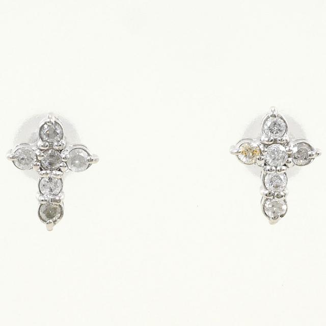 K18 18金 WG ホワイトゴールド ピアス ダイヤ 0.10ct 総重量約0.7g ジュエリー 中古