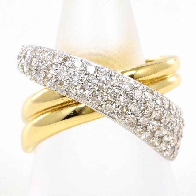 【通常価格より10%OFF】PT900 プラチナ K18 18金 YG イエローゴールド リング・指輪 11号 ダイヤ 1.00ct 鑑別書 総重量約8.3g ジュエリー 中古 134,100円