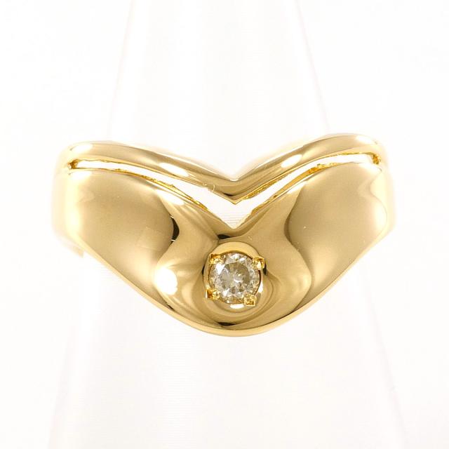 K18 18金 YG イエローゴールド リング・指輪 11.5号 ダイヤ 0.09ct 鑑別書 総重量約5.4g ジュエリー 中古