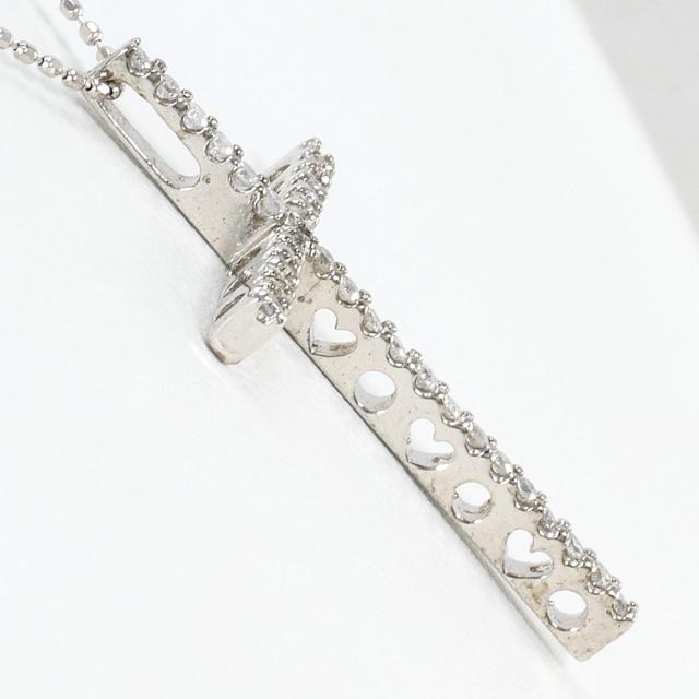 K18 18金 WG ホワイトゴールド ネックレス ダイヤ 0.32ct 鑑別書 総重量約3.5g 約45cm ジュエリー 中古_1