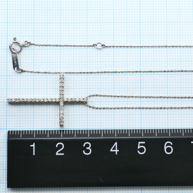 K18 18金 WG ホワイトゴールド ネックレス ダイヤ 0.32ct 鑑別書 総重量約3.5g 約45cm ジュエリー 中古_4