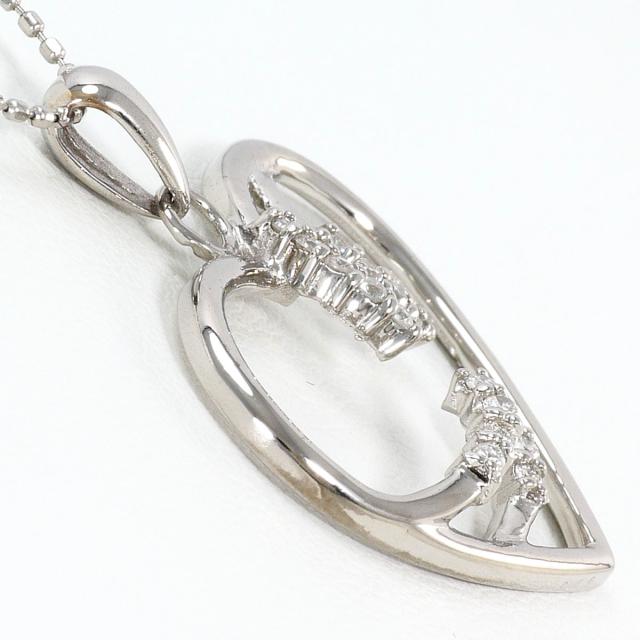 K18 18金 WG ホワイトゴールド ネックレス ダイヤ 0.16ct 鑑別書 総重量約3.9g 約40cm ジュエリー 中古_1