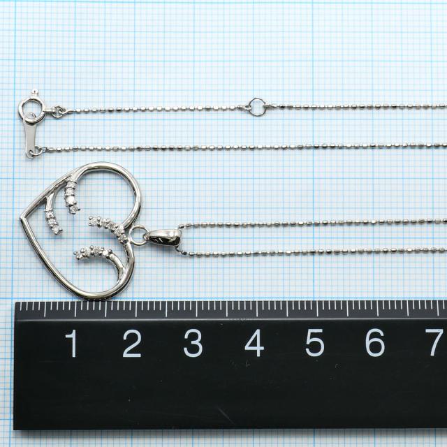 K18 18金 WG ホワイトゴールド ネックレス ダイヤ 0.16ct 鑑別書 総重量約3.9g 約40cm ジュエリー 中古_4